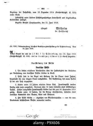 466 Deutsches Reichsgesetzblatt 1916 143 0601 Stockfoto