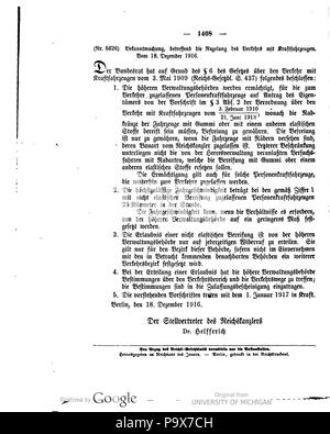 470 Deutsches Reichsgesetzblatt 1916 287 1408 Stockfoto