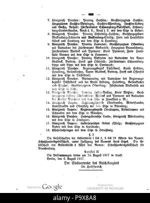 474 Deutsches Reichsgesetzblatt 1917 143 0696 Stockfoto
