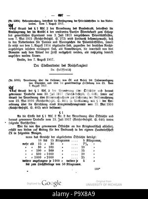474 Deutsches Reichsgesetzblatt 1917 143 0697 Stockfoto