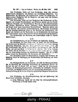 504 Deutsches Reichsgesetzblatt 1920 113 1033 Stockfoto