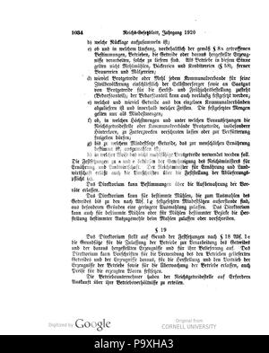 504 Deutsches Reichsgesetzblatt 1920 113 1034 Stockfoto