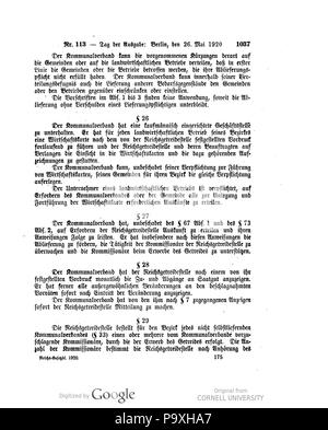 504 Deutsches Reichsgesetzblatt 1920 113 1037 Stockfoto
