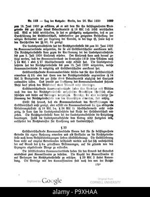 504 Deutsches Reichsgesetzblatt 1920 113 1039 Stockfoto