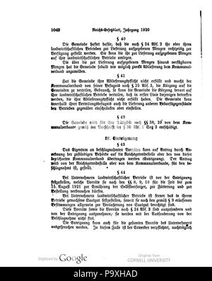 504 Deutsches Reichsgesetzblatt 1920 113 1042 Stockfoto