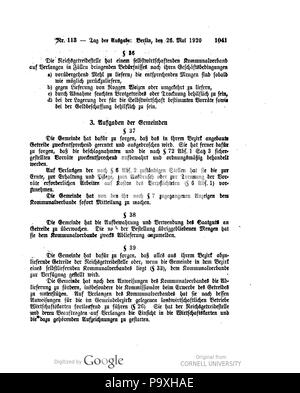 504 Deutsches Reichsgesetzblatt 1920 113 1041 Stockfoto
