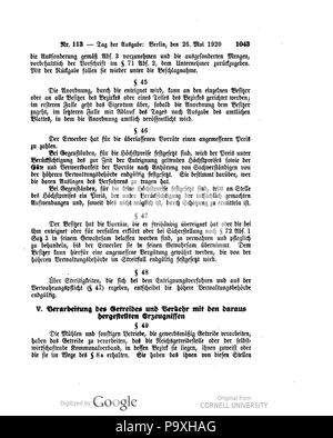 504 Deutsches Reichsgesetzblatt 1920 113 1043 Stockfoto