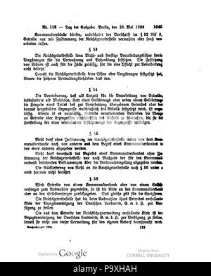 504 Deutsches Reichsgesetzblatt 1920 113 1045 Stockfoto