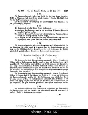 504 Deutsches Reichsgesetzblatt 1920 113 1047 Stockfoto