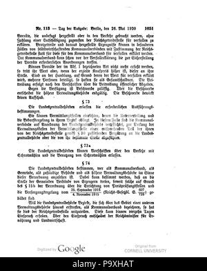 504 Deutsches Reichsgesetzblatt 1920 113 1051 Stockfoto