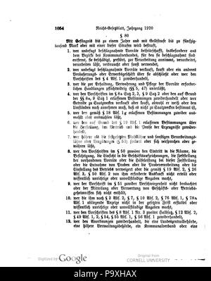 504 Deutsches Reichsgesetzblatt 1920 113 1054 Stockfoto