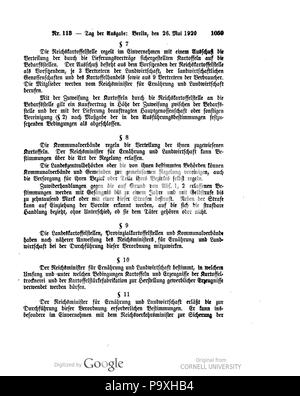 504 Deutsches Reichsgesetzblatt 1920 113 1059 Stockfoto