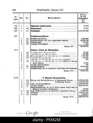 513 Deutsches Reichsgesetzblatt 1921 039 0414 Stockfoto