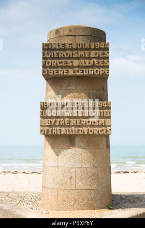 Zweiten Weltkrieg zwei Liberation Monument im WW2 Juno Beach, Courseulles-Sur-Mer, Normandie, Frankreich Stockfoto