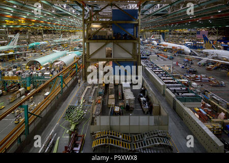 Die Aula des Boeing Everett Plant in der Nähe von Seattle, USA. Stockfoto