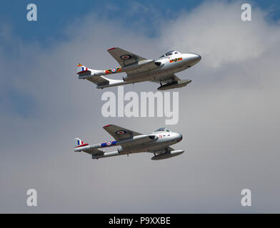 De Haviland Vampir Jets an RAF RIAT, Fairfoed, Großbritannien 2018 Stockfoto