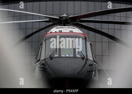 Der Mil Mi -38-2 Hubschrauber auf eine statische Darstellung von HeliRussia-2016 Ausstellung im Crocus Expo, Moskau, Russland Stockfoto