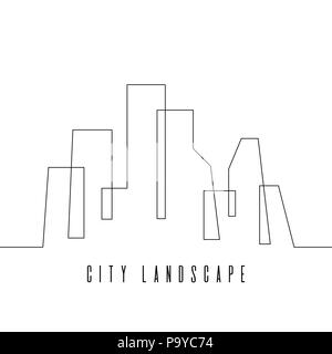 Skyline der Stadt kontinuierliche Zeichnung Vector Illustration. line Art Stadt Stock Vektor