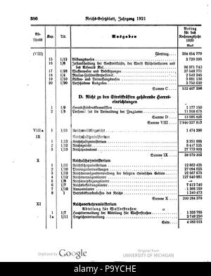 513 Deutsches Reichsgesetzblatt 1921 039 0386 Stockfoto