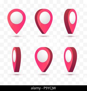 Zeiger eingestellt. 3D-Karte Bolzen isoliert. Vektor Stock Vektor