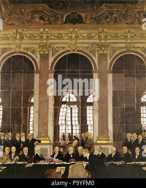 Sir William Orpen - die Unterzeichnung des Friedens im Spiegelsaal von Versailles vom 28. Juni 1919 Stockfoto