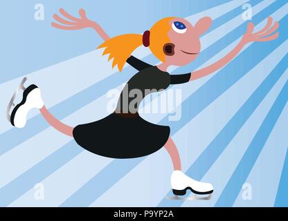 Ein ice skater Skaten auf einer Eisbahn Stock Vektor