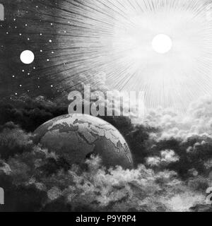 Gott schafft Sonne Mond und Sterne Abbildung von Briggs & BEALE-a 6177 SPL 001 HARS SONNENSTRAHLEN Stockfoto
