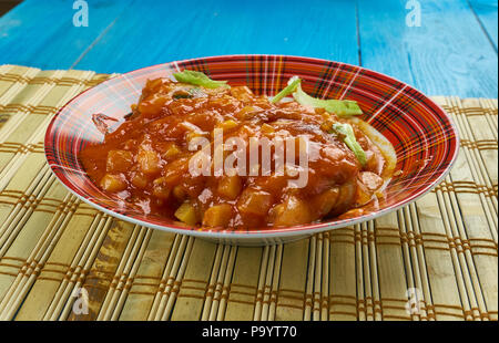 Kadhai Murg - kadhai Huhn in einem Wok, Huhn karahi Stockfoto