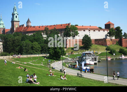 Wawel und die Weichsel, Krakau, Polen Stockfoto