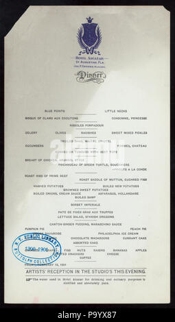 545 Abendessen (Besitz) HOTEL ALCAZAR (at) "ST. AUGUSTINE, FL" (HOTEL ;) (NYPL Hades -275583-476682) Stockfoto
