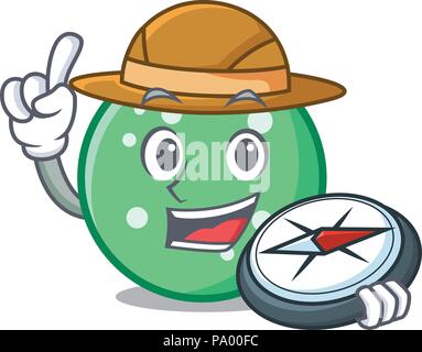 Explorer Kreis Maskottchen Cartoon Stil Vector Illustration Stock Vektor