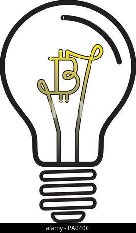 Licht Lampe Leuchte mit Bitcoin Währungssymbol Stock Vektor