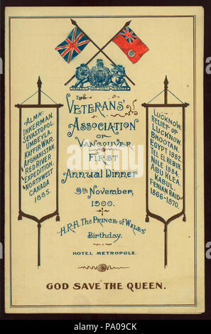 650 ERSTE JÄHRLICHE ABENDESSEN (Besitz) Veterans' Association VON VANCOUVER (at) "Metropole Hotel, Vancouver, KÖNNEN" (HOTEL ;) (NYPL Hades -275064-476163) Stockfoto