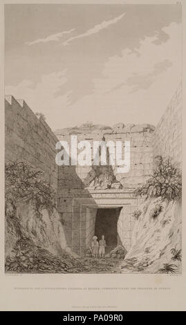 623 Eingang zu den unterirdischen Kammer in Mykene, die gemeinhin als die Schatzkammer von Atreus - Charles Robert Cockerell Kinnard William Donaldsonthomas Leverton Jenkins William Railton William - 1830 Stockfoto