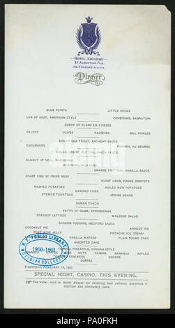 545 Abendessen (Besitz) HOTEL ALCAZAR (at) "ST. AUGUSTINE, FL" (HOTEL ;) (NYPL Hades -275573-476672) Stockfoto