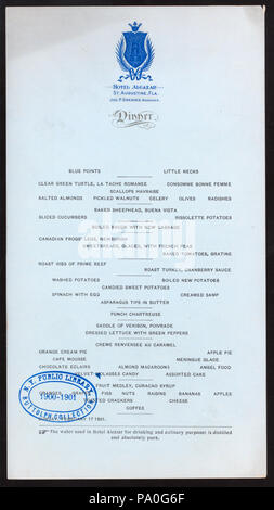 545 Abendessen (Besitz) HOTEL ALCAZAR (at) "ST. AUGUSTINE, FL" (HOTEL ;) (NYPL Hades -275598-476697) Stockfoto