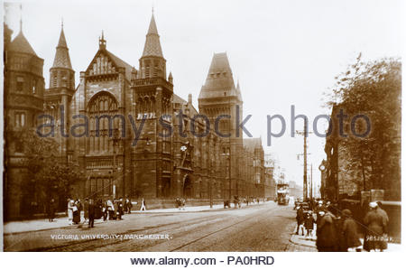 Victoria University of Manchester, Whitworth Hall, Manchester England, Vintage-Postkarte aus den 1920er Jahren Stockfoto