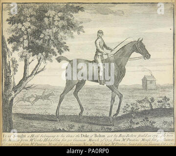 642 Fearnought, ein Pferd vom Herzog von Bolton, von Bay Bolton, geboren 1725, Drucken nach John Wootton Stockfoto