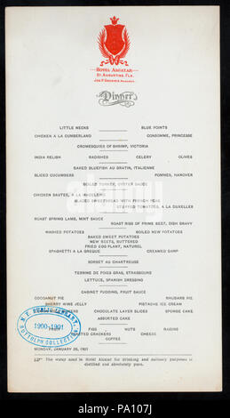 545 Abendessen (Besitz) HOTEL ALCAZAR (at) "ST. AUGUSTINE, FL" (HOTEL ;) (NYPL Hades -275468-476567) Stockfoto