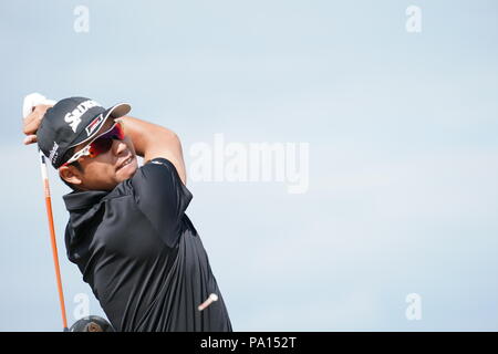 Carnoustie, Angus, Schottland. 19. Juli 2018. Japans Hideki Matsuyama in der ersten Runde der 147. Open Golf Championship an der Carnoustie Golf Links in Carnoustie, Angus, Schottland, am 19. Juli 2018. Credit: Koji Aoki/LBA SPORT/Alamy leben Nachrichten Stockfoto