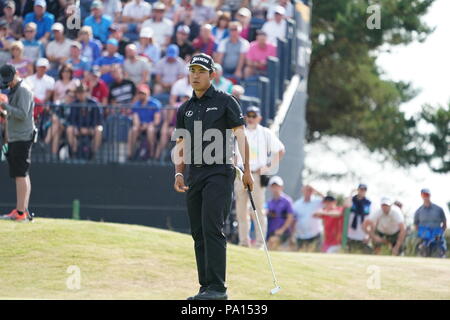 Carnoustie, Angus, Schottland. 19. Juli 2018. Japans Hideki Matsuyama in der ersten Runde der 147. Open Golf Championship an der Carnoustie Golf Links in Carnoustie, Angus, Schottland, am 19. Juli 2018. Credit: Koji Aoki/LBA SPORT/Alamy leben Nachrichten Stockfoto