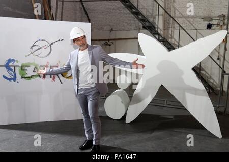 Malaga, Spanien. 19. Juli 2018. Antonio Banderas mit Caixabank in seinem Soho theater Projekt in Málaga Málaga, Spanien Quelle: CORDON PRESSE/Alamy leben Nachrichten Stockfoto