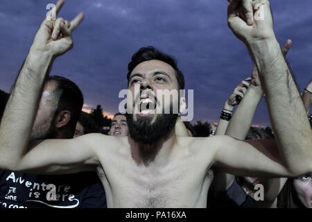 Malakasa, Griechenland. 19. Juli 2018. Ventilatoren an Terravibe Rockwave Festival im Park, 37 km nördlich von Athen. Credit: aristidis Vafeiadakis/ZUMA Draht/Alamy leben Nachrichten Stockfoto