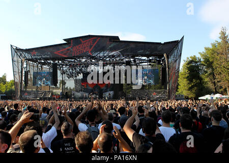 Malakasa, Griechenland. 19. Juli 2018. Ventilatoren an Terravibe Rockwave Festival im Park, 37 km nördlich von Athen. Credit: aristidis Vafeiadakis/ZUMA Draht/Alamy leben Nachrichten Stockfoto