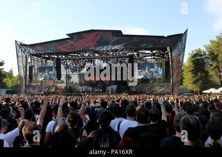 Malakasa, Griechenland. 19. Juli 2018. Ventilatoren an Terravibe Rockwave Festival im Park, 37 km nördlich von Athen. Credit: aristidis Vafeiadakis/ZUMA Draht/Alamy leben Nachrichten Stockfoto