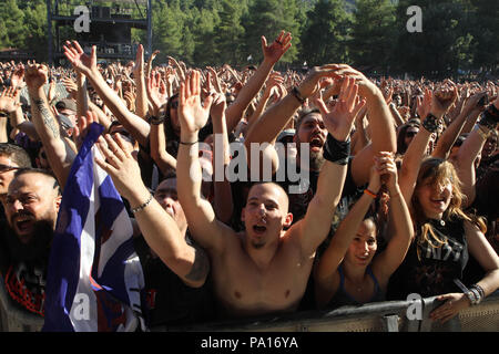 Malakasa, Griechenland. 19. Juli 2018. Ventilatoren an Terravibe Rockwave Festival im Park, 37 km nördlich von Athen. Credit: aristidis Vafeiadakis/ZUMA Draht/Alamy leben Nachrichten Stockfoto