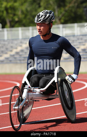 Machida Athletic Stadium, Tokio, Japan. 1. Juli 2018. Ken Sato, 1. Juli 2018 - Leichtathletik: Kanto Para Leichtathletik Meisterschaften der Männer 1500 T54 Finale in Machida Athletic Stadium, Tokio, Japan. Credit: YUTAKA/LBA SPORT/Alamy leben Nachrichten Stockfoto