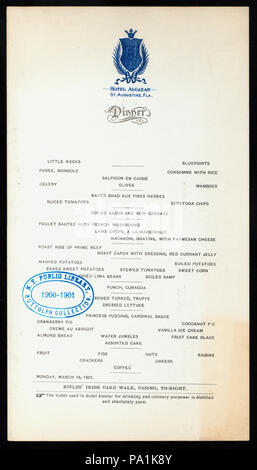 545 Abendessen (Besitz) HOTEL ALCAZAR (at) "ST. AUGUSTINE, FL" (HOTEL ;) (NYPL Hades -275819-470883) Stockfoto