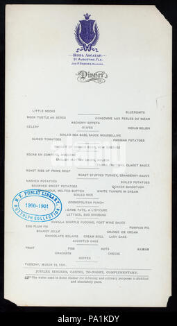 545 Abendessen (Besitz) HOTEL ALCAZAR (at) "ST. AUGUSTINE, FL" (HOTEL ;) (NYPL Hades -275827-470891) Stockfoto