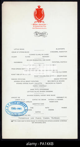 545 Abendessen (Besitz) Hotel ALGAZAR (at) "ST. AUGUSTINE, FL" (HOTEL ;) (NYPL Hades -275893-470957) Stockfoto